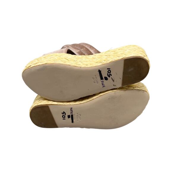 Stuart Weitzman Sz 9 Pufftoproffia Blush Pink Velvet Raffia Platform Sandals - Picture 9 of 9